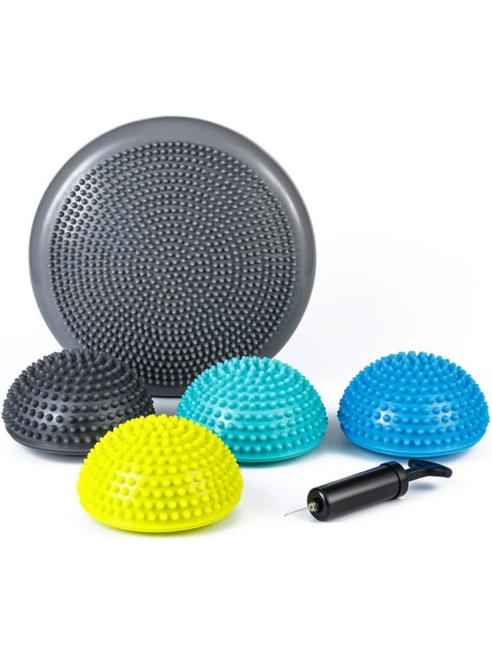 Balance Pod Kit with 4 Hedgehog Pods, Wobble Cushion & Air Pump for Stability